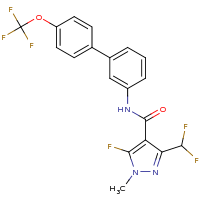 2d structure of 3-(difluoromethyl)-5-fluoro-1-methyl-N-{3-[4-(trifluoromethoxy)phenyl]phenyl}-1H-pyrazole-4-carboxamide