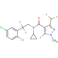 2d structure of N-cyclopropyl-N-[2-(2,5-dichlorophenyl)-2,2-difluoroethyl]-3-(difluoromethyl)-5-fluoro-1-methyl-1H-pyrazole-4-carboxamide