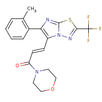 2d structure of (2E)-3-[5-(2-methylphenyl)-2-(trifluoromethyl)imidazo[2,1-b][1,3,4]thiadiazol-6-yl]-1-(morpholin-4-yl)prop-2-en-1-one