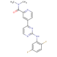 2d structure of 4-{2-[(2,5-difluorophenyl)amino]pyrimidin-4-yl}-N,N-dimethylpyridine-2-carboxamide