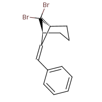 2d structure of (1R,5S)-6,6-dibromo-7-(phenylmethylidene)bicyclo[3.1.1]heptane