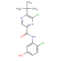 2d structure of 5-tert-butyl-6-chloro-N-(2-chloro-5-hydroxyphenyl)pyrazine-2-carboxamide