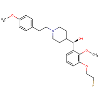 2d structure of (R)-[3-(2-fluoroethoxy)-2-methoxyphenyl]({1-[2-(4-methoxyphenyl)ethyl]piperidin-4-yl})methanol