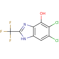 2d structure of 5,6-dichloro-2-(trifluoromethyl)-1H-1,3-benzodiazol-4-ol
