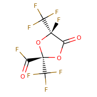 2d structure of (2S,4R)-4-fluoro-5-oxo-2,4-bis(trifluoromethyl)-1,3-dioxolane-2-carbonyl fluoride