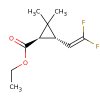 2d structure of ethyl (1R,3S)-3-(2,2-difluoroethenyl)-2,2-dimethylcyclopropane-1-carboxylate