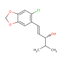 2d structure of (1E,3R)-1-(6-chloro-2H-1,3-benzodioxol-5-yl)-4-methylpent-1-en-3-ol
