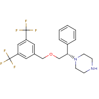 2d structure of 1-[(1S)-2-{[3,5-bis(trifluoromethyl)phenyl]methoxy}-1-phenylethyl]piperazine