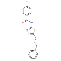 2d structure of N-{5-[(benzylsulfanyl)methyl]-1,3,4-thiadiazol-2-yl}-4-fluorobenzamide