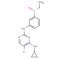 2d structure of 5-chloro-4-N-cyclopropyl-2-N-{3-[(R)-ethanesulfinyl]phenyl}pyrimidine-2,4-diamine