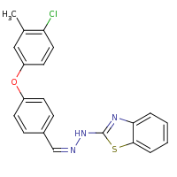 2d structure of 2-[(Z)-2-{[4-(4-chloro-3-methylphenoxy)phenyl]methylidene}hydrazin-1-yl]-1,3-benzothiazole
