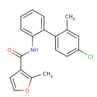 2d structure of N-[2-(4-chloro-2-methylphenyl)phenyl]-2-methylfuran-3-carboxamide