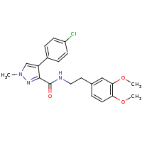 2d structure of 4-(4-chlorophenyl)-N-[2-(3,4-dimethoxyphenyl)ethyl]-1-methyl-1H-pyrazole-3-carboxamide