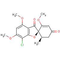 2d structure of (2R,6'R)-7-chloro-2',4,6-trimethoxy-6'-methyl-3H-spiro[1-benzofuran-2,1'-cyclohexan]-2'-ene-3,4'-dione
