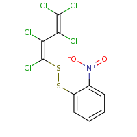 2d structure of 1-nitro-2-{[(1Z)-1,2,3,4,4-pentachlorobuta-1,3-dien-1-yl]disulfanyl}benzene