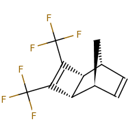 2d structure of (1R,2R,5S,6S)-3,4-bis(trifluoromethyl)tricyclo[4.2.1.0^{2,5}]nona-3,7-diene