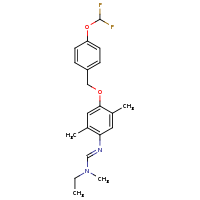 2d structure of N'-(4-{[4-(difluoromethoxy)phenyl]methoxy}-2,5-dimethylphenyl)-N-ethyl-N-methylmethanimidamide