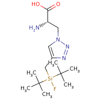2d structure of (2S)-2-amino-3-(4-{[di-tert-butyl(fluoro)silyl]methyl}-1H-1,2,3-triazol-1-yl)propanoic acid