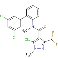 2d structure of 5-chloro-N-[2-(3,5-dichlorophenyl)phenyl]-3-(difluoromethyl)-N,1-dimethyl-1H-pyrazole-4-carboxamide