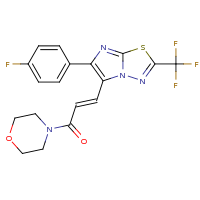 2d structure of (2E)-3-[5-(4-fluorophenyl)-2-(trifluoromethyl)imidazo[2,1-b][1,3,4]thiadiazol-6-yl]-1-(morpholin-4-yl)prop-2-en-1-one