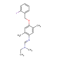 2d structure of N-ethyl-N'-{4-[(2-iodophenyl)methoxy]-2,5-dimethylphenyl}-N-methylmethanimidamide