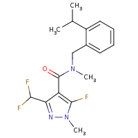 2d structure of 3-(difluoromethyl)-5-fluoro-N,1-dimethyl-N-{[2-(propan-2-yl)phenyl]methyl}-1H-pyrazole-4-carboxamide