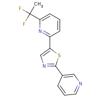 2d structure of 2-(1,1-difluoroethyl)-6-[2-(pyridin-3-yl)-1,3-thiazol-5-yl]pyridine