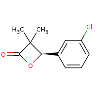 2d structure of (4R)-4-(3-chlorophenyl)-3,3-dimethyloxetan-2-one