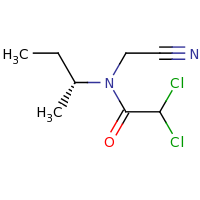 2d structure of N-[(2R)-butan-2-yl]-2,2-dichloro-N-(cyanomethyl)acetamide