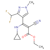 2d structure of ethyl (2Z)-2-cyano-3-(cyclopropylamino)-3-[3-(difluoromethyl)-1-methyl-1H-pyrazol-4-yl]prop-2-enoate