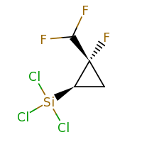 2d structure of trichloro[(1R,2S)-2-(difluoromethyl)-2-fluorocyclopropyl]silane