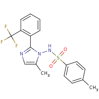 2d structure of 4-methyl-N-{5-methyl-2-[2-(trifluoromethyl)phenyl]-1H-imidazol-1-yl}benzene-1-sulfonamide