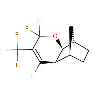 2d structure of (1S,2S,7R,8R)-4,4,6-trifluoro-5-(trifluoromethyl)-3-oxatricyclo[6.2.1.0^{2,7}]undec-5-ene