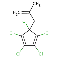 2d structure of 1,2,3,4,5-pentachloro-5-(2-methylprop-2-en-1-yl)cyclopenta-1,3-diene