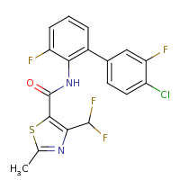 2d structure of N-[2-(4-chloro-3-fluorophenyl)-6-fluorophenyl]-4-(difluoromethyl)-2-methyl-1,3-thiazole-5-carboxamide