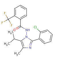2d structure of N-[2-(2-chlorophenyl)-4-methyl-5-(propan-2-yl)-1H-imidazol-1-yl]-2-(trifluoromethyl)benzamide