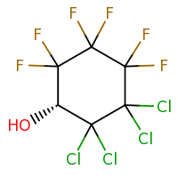 2d structure of (1R)-2,2,3,3-tetrachloro-4,4,5,5,6,6-hexafluorocyclohexan-1-ol