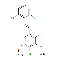 2d structure of 2,4-dichloro-1-[(E)-2-(2,6-dichlorophenyl)ethenyl]-3,5-dimethoxybenzene