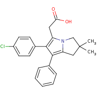 2d structure of 2-[6-(4-chlorophenyl)-2,2-dimethyl-7-phenyl-2,3-dihydro-1H-pyrrolizin-5-yl]acetic acid