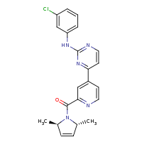 2d structure of N-(3-chlorophenyl)-4-(2-{[(2R,5R)-2,5-dimethyl-2,5-dihydro-1H-pyrrol-1-yl]carbonyl}pyridin-4-yl)pyrimidin-2-amine