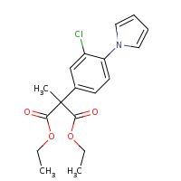 2d structure of 1,3-diethyl 2-[3-chloro-4-(1H-pyrrol-1-yl)phenyl]-2-methylpropanedioate