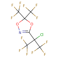 2d structure of 3-(2-chloro-1,1,1,3,3,3-hexafluoropropan-2-yl)-5,5-bis(trifluoromethyl)-5H-1,4,2-dioxazole