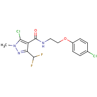 2d structure of 5-chloro-N-[2-(4-chlorophenoxy)ethyl]-3-(difluoromethyl)-1-methyl-1H-pyrazole-4-carboxamide