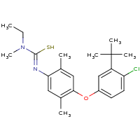 2d structure of N'-[4-(3-tert-butyl-4-chlorophenoxy)-2,5-dimethylphenyl]-N-ethyl-N-methylcarbamimidothioic acid