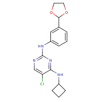 2d structure of 5-chloro-4-N-cyclobutyl-2-N-[3-(1,3-dioxolan-2-yl)phenyl]pyrimidine-2,4-diamine