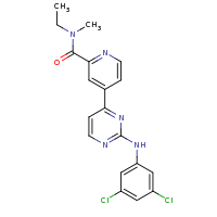2d structure of 4-{2-[(3,5-dichlorophenyl)amino]pyrimidin-4-yl}-N-ethyl-N-methylpyridine-2-carboxamide