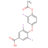 2d structure of 4-[4-(acetyloxy)-3-iodophenoxy]-3,5-diiodobenzoic acid