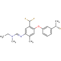 2d structure of N'-[5-(difluoromethyl)-4-{3-[(1S)-1-fluoroethyl]phenoxy}-2-methylphenyl]-N-ethyl-N-methylmethanimidamide