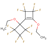 2d structure of 1-ethoxy-2-(1-ethoxy-2,2,3,3,4,4-hexafluorocyclobutyl)-3,3,4,4-tetrafluorocyclobut-1-ene