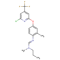 2d structure of N'-(4-{[6-chloro-4-(trifluoromethyl)pyridin-2-yl]oxy}-2-methylphenyl)-N-methyl-N-propylmethanimidamide